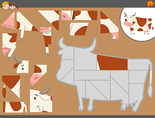 Image showing jigsaw puzzle activity with cow