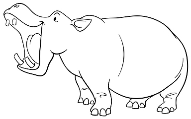 Image showing hippopotamus character coloring page