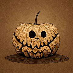 Image showing Halloween pumpkin angry cartoon character concept of monsters an