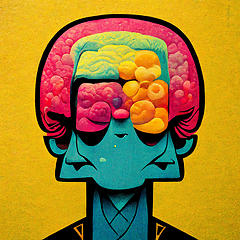 Image showing Colorful creative human brain. Cartoon style. 