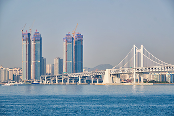 Image showing Gwangan Bridge and skyscrapers in Busan, South Korea