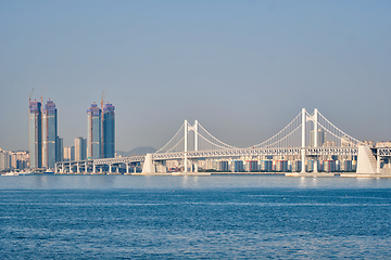 Image showing Gwangan Bridge and skyscrapers in Busan, South Korea