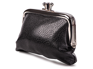 Image showing Black leather purse isolated