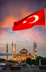 Image showing Blue mosque in flag