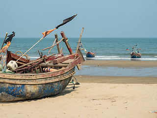 Image showing Fishing boats at Sam Son Beach, Than Hoa, Vietnam