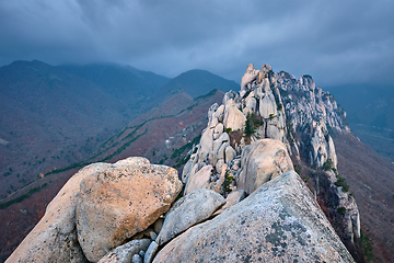 Image showing View from Ulsanbawi rock peak. Seoraksan National Park, South Corea