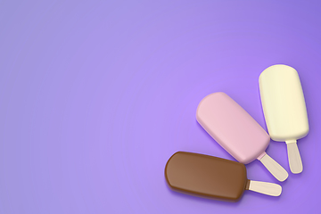 Image showing Three chocolate coated ice creams