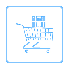 Image showing Shopping Cart With Cofee Machine Icon