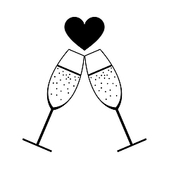 Image showing Champagne Glass With Heart Icon