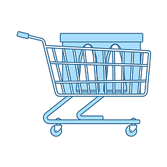 Image showing Shopping Cart With Shoes In Box Icon