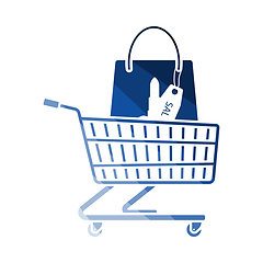 Image showing Shopping Cart With Bag Of Cosmetics Icon