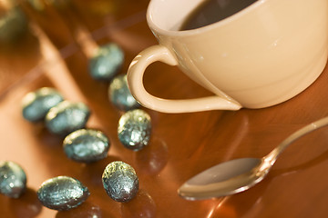 Image showing cup, spoon and egg