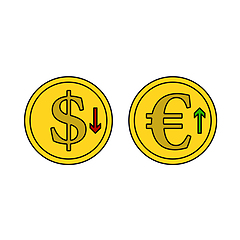 Image showing Falling Dollar And Growth Up Euro Coins Icon