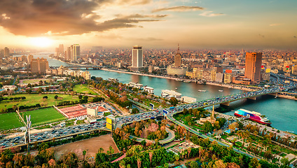 Image showing Cairo aerial View and Nile River