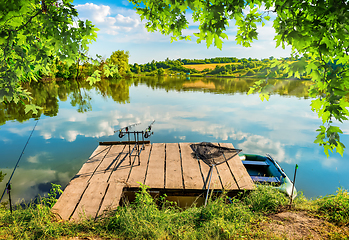 Image showing Carp fishing on pond