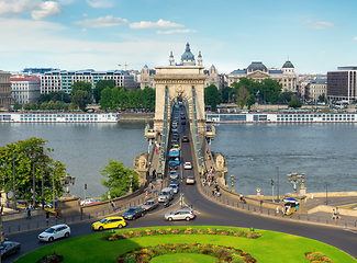 Image showing Chain bridge in Budapest at summer