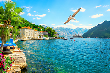 Image showing Cruise liner in Perast