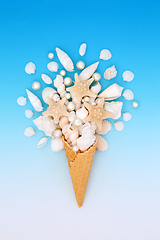 Image showing Whimsical Surreal Sea Shell and Pearl Ice Cream Cone 