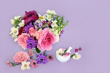 Image showing English Summer Flowers used in Natural Herbal Medicine