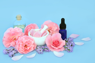 Image showing Rose and Lavender Flower Aromatherapy Essence