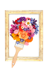 Image showing Painting with Summer Flowers and Herbs Picture Frame