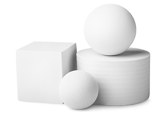 Image showing Cylinder, two balls and a square isolated