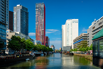 Image showing View of Rotterdam cityscape with modern architecture skyscrapers