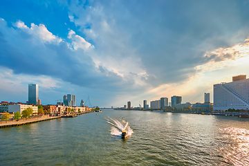 Image showing Rotterdam cityscape view over Nieuwe Maas river, Netherlands