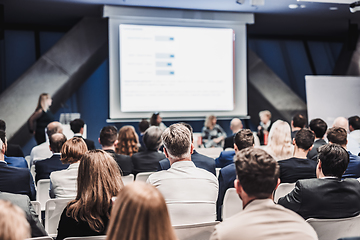 Image showing Round table discussion at business conference event.