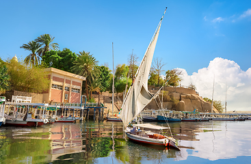 Image showing Feluccas by the shore