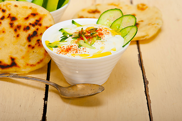 Image showing Arab middle east goat yogurt and cucumber salad