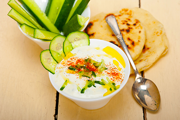 Image showing Arab middle east goat yogurt and cucumber salad