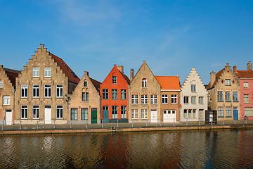 Image showing Canal and old houses. Bruges Brugge , Belgium