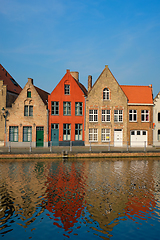 Image showing Canal and old houses. Bruges Brugge , Belgium