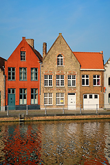 Image showing Canal and old houses. Bruges Brugge , Belgium