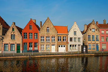 Image showing Canal and old houses. Bruges Brugge , Belgium