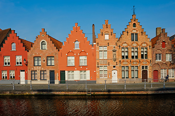 Image showing Canal and old houses. Bruges Brugge , Belgium