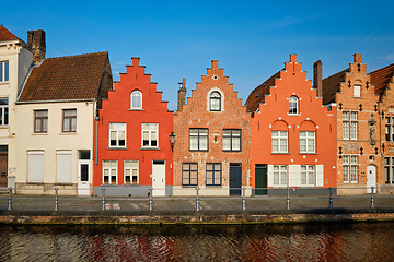 Image showing Canal and old houses. Bruges Brugge , Belgium