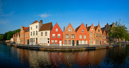 Image showing Canal and old houses. Bruges Brugge , Belgium