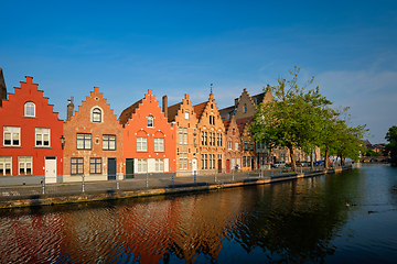 Image showing Canal and old houses. Bruges Brugge , Belgium