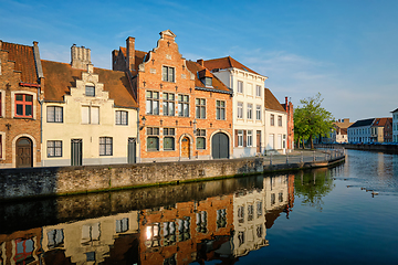 Image showing Canal and old houses. Bruges Brugge , Belgium