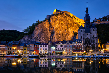 Image showing Night view of Dinant town, Belgium