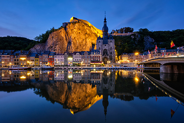 Image showing Night view of Dinant town, Belgium