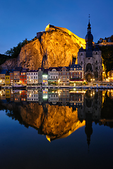 Image showing Night view of Dinant town, Belgium