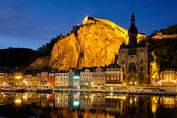 Image showing Night view of Dinant town, Belgium