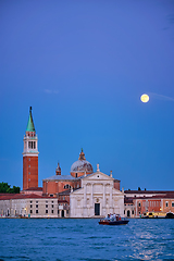 Image showing San Giorgio Maggiore Church with full moon. Venice, Italy