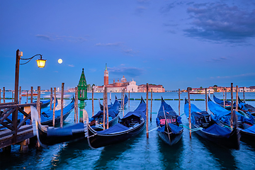 Image showing San Giorgio Maggiore Church with full moon. Venice, Italy