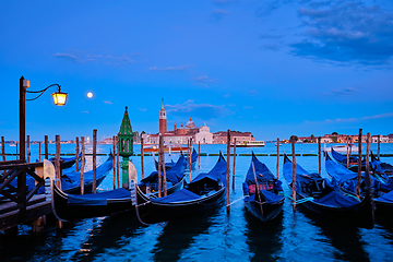 Image showing San Giorgio Maggiore Church with full moon. Venice, Italy