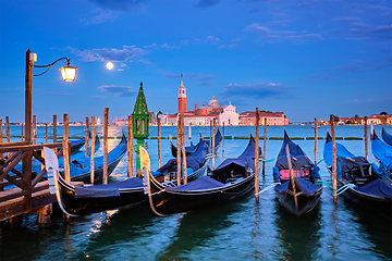 Image showing San Giorgio Maggiore Church with full moon. Venice, Italy