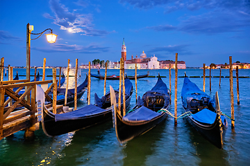 Image showing San Giorgio Maggiore Church with full moon. Venice, Italy